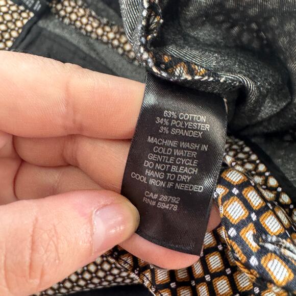 Adrienne Vittadini Pants Womens 6‎ Yellow Mustard Combo Diamond Printed Ankle - Picture 4 of 9